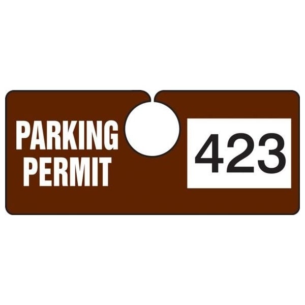 Accuform Parking Permit Tag, Numbered 200-299, Brown, 2in x 4.75in, Laminated PF-Cardstock, 100PK TNT423BRC - main